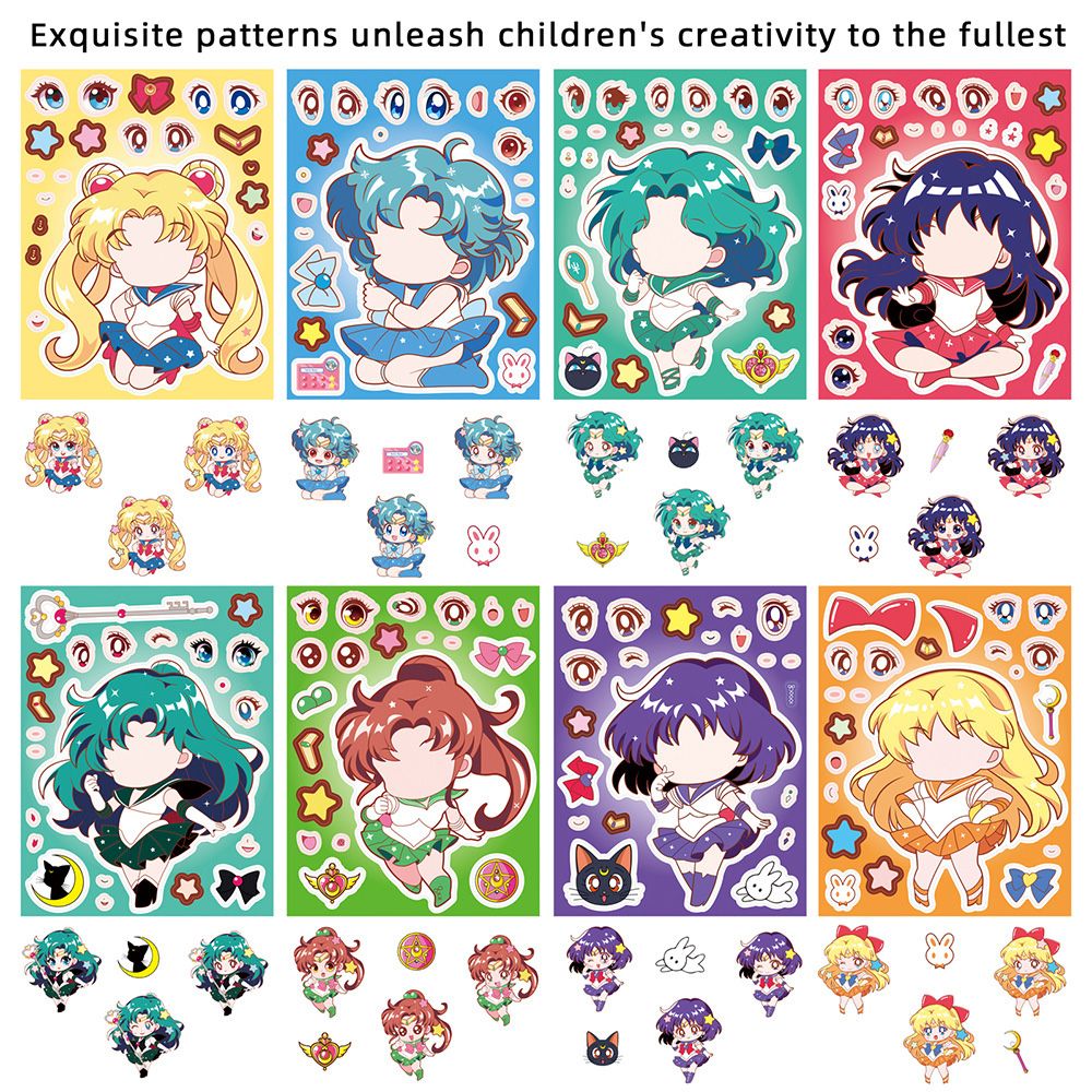 8/16PCS Sailor Moon Face-Chang - огляд і ціна Anime Poster Print